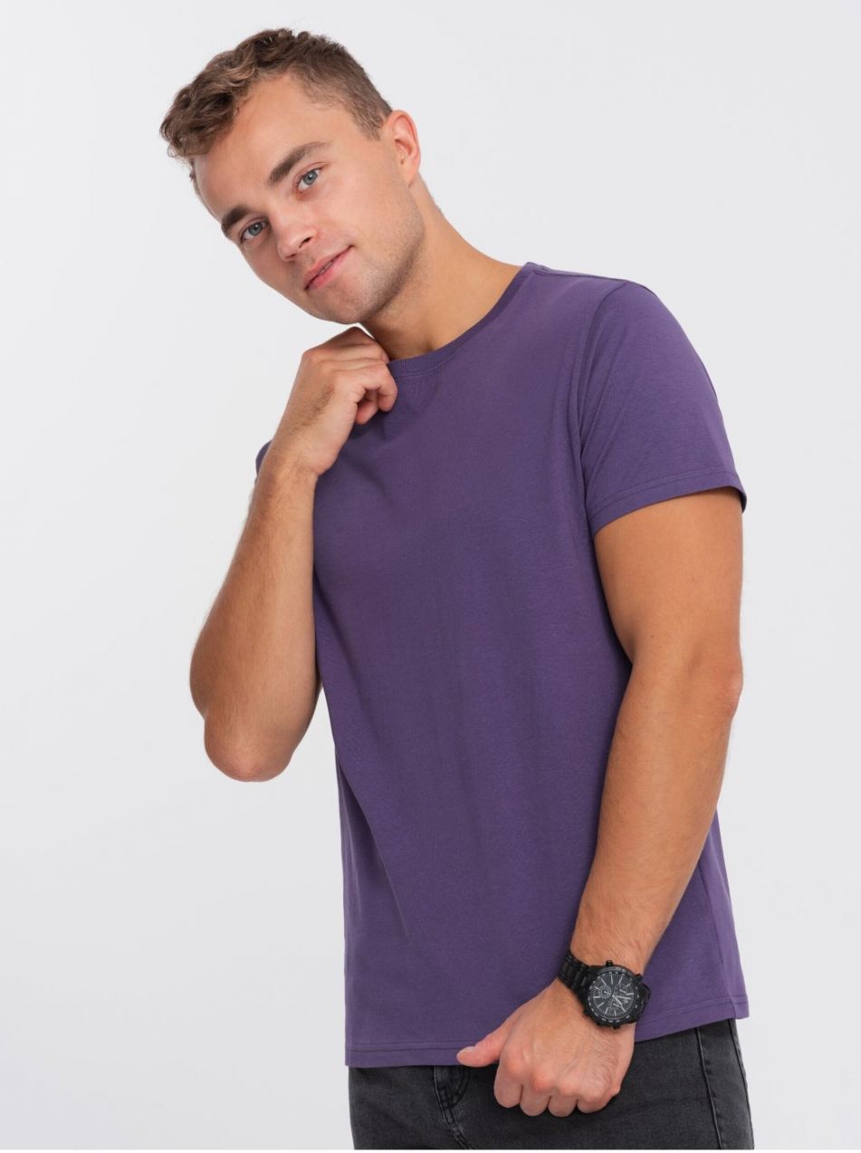 Fialové pánske basic tričko Ombre Clothing