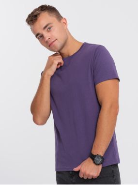 Fialové pánske basic tričko Ombre Clothing