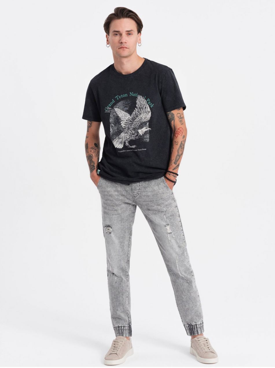 Svetlosivé pánske rifle s potrhaným efektom Ombre Clothing