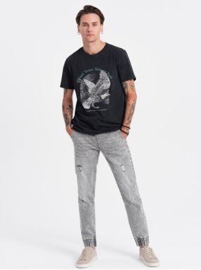 Svetlosivé pánske rifle s potrhaným efektom Ombre Clothing