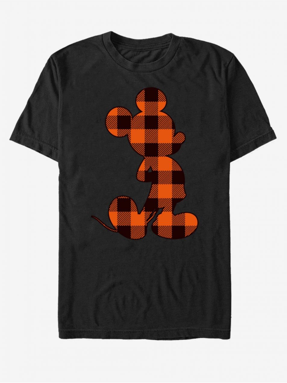 Čierne unisex tričko Disney Autumn Buffalo Check Mickey