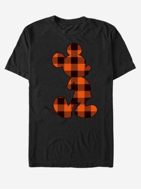 Čierne unisex tričko Disney Autumn Buffalo Check Mickey