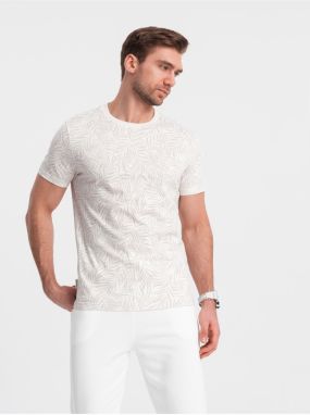 Krémové pánske vzorované tričko Ombre Clothing
