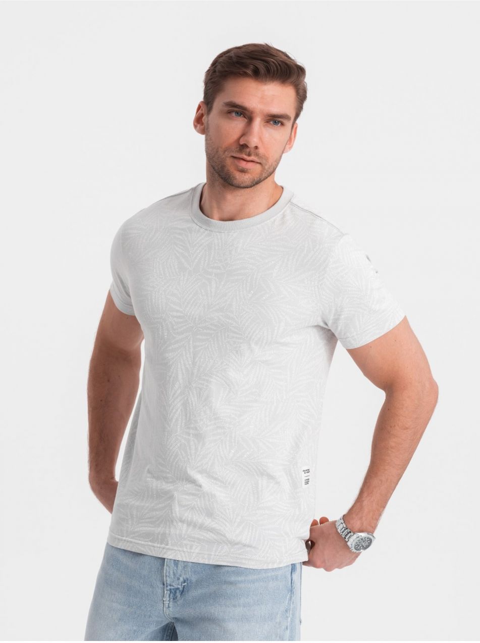 Svetlosivé pánske vzorované tričko Ombre Clothing