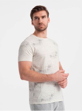 Krémové pánske vzorované tričko Ombre Clothing