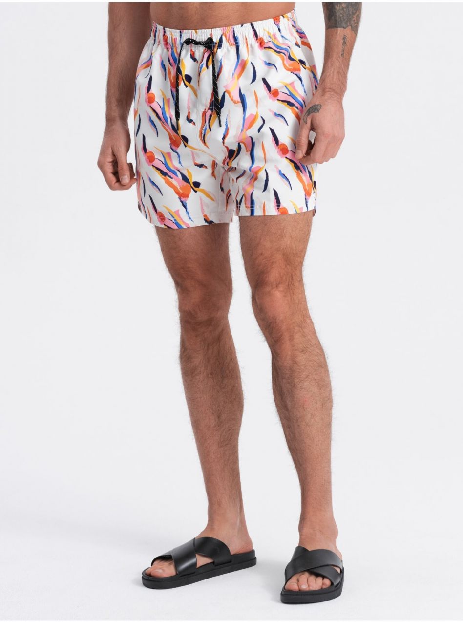 Oranžovo-biele pánske vzorované plavky Ombre Clothing