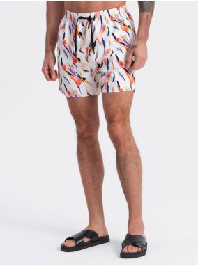 Oranžovo-biele pánske vzorované plavky Ombre Clothing