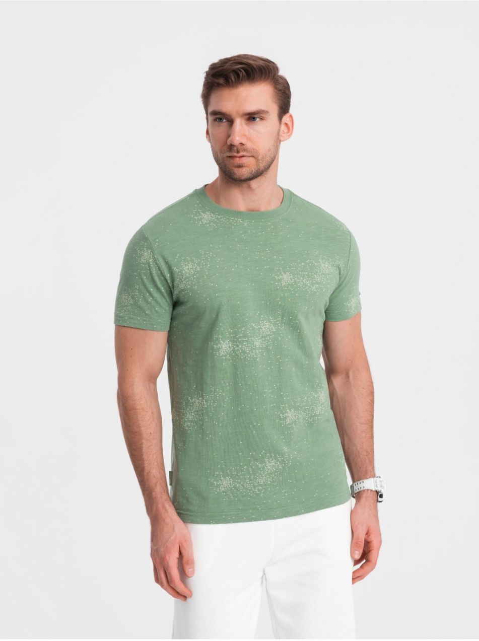 Svetlo zelené pánske vzorované tričko Ombre Clothing