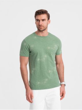 Svetlo zelené pánske vzorované tričko Ombre Clothing