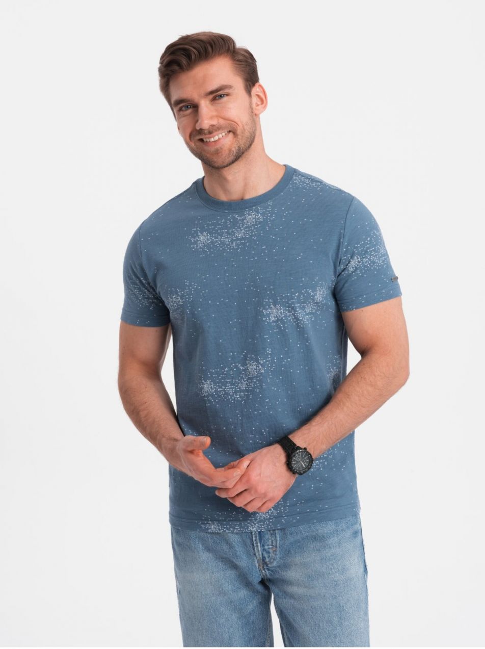 Modré pánske vzorované tričko Ombre Clothing