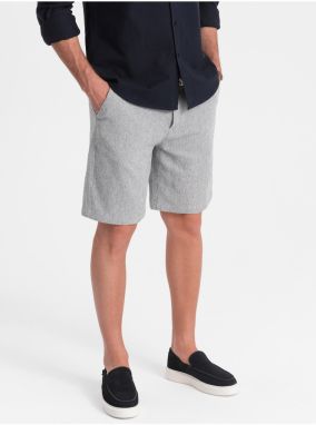 Sivé pánske kraťasy s prímesou ľanu Ombre Clothing