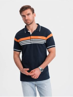 Tmavomodré pánske polo tričko Ombre Clothing