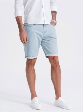 Svetlomodré pánske prúžkované rifľové kraťasy Ombre Clothing