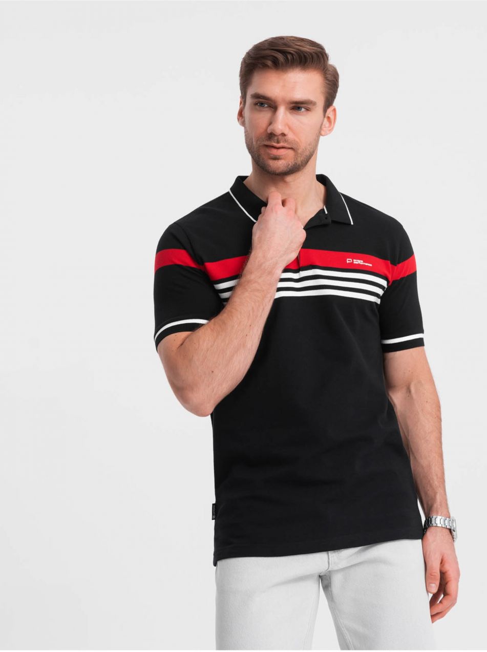Čierne pánske polo tričko Ombre Clothing