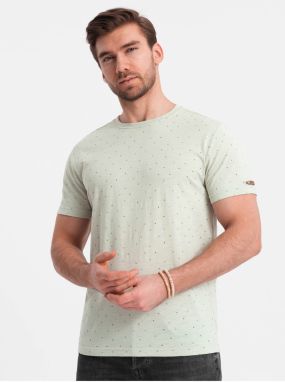 Svetlo zelené pánske bodkované tričko Ombre Clothing