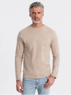 Béžové pánske basic tričko Ombre Clothing