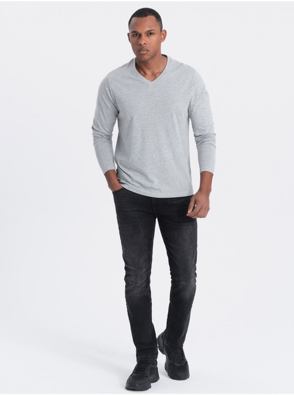 Svetlosivé pánske basic tričko Ombre Clothing