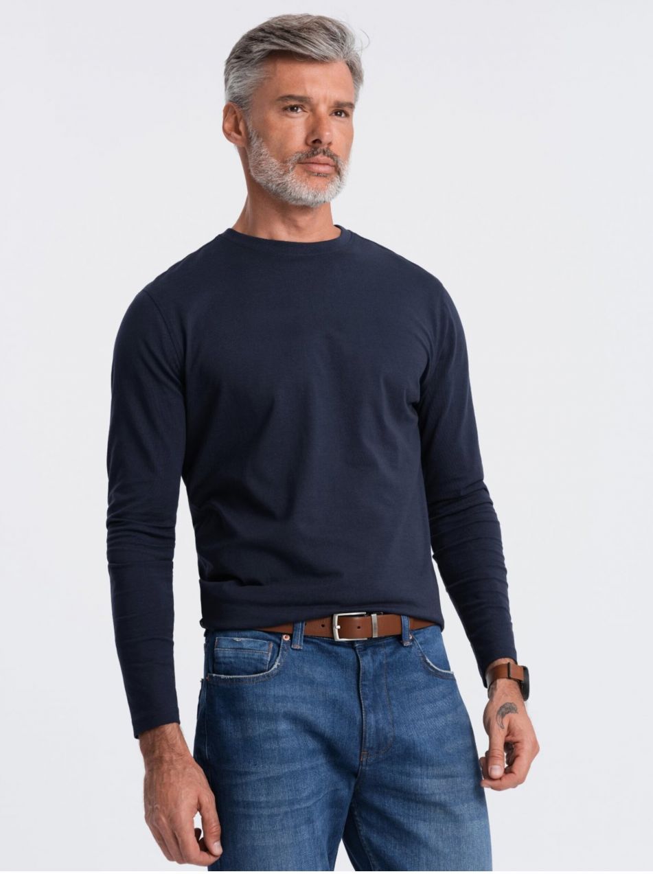 Tmavomodré pánske basic tričko Ombre Clothing