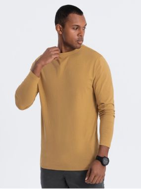 Horčicové pánske basic tričko Ombre Clothing