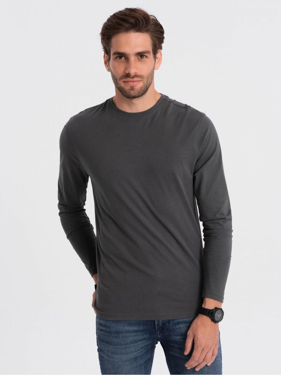 Tmavosivé pánske basic tričko Ombre Clothing