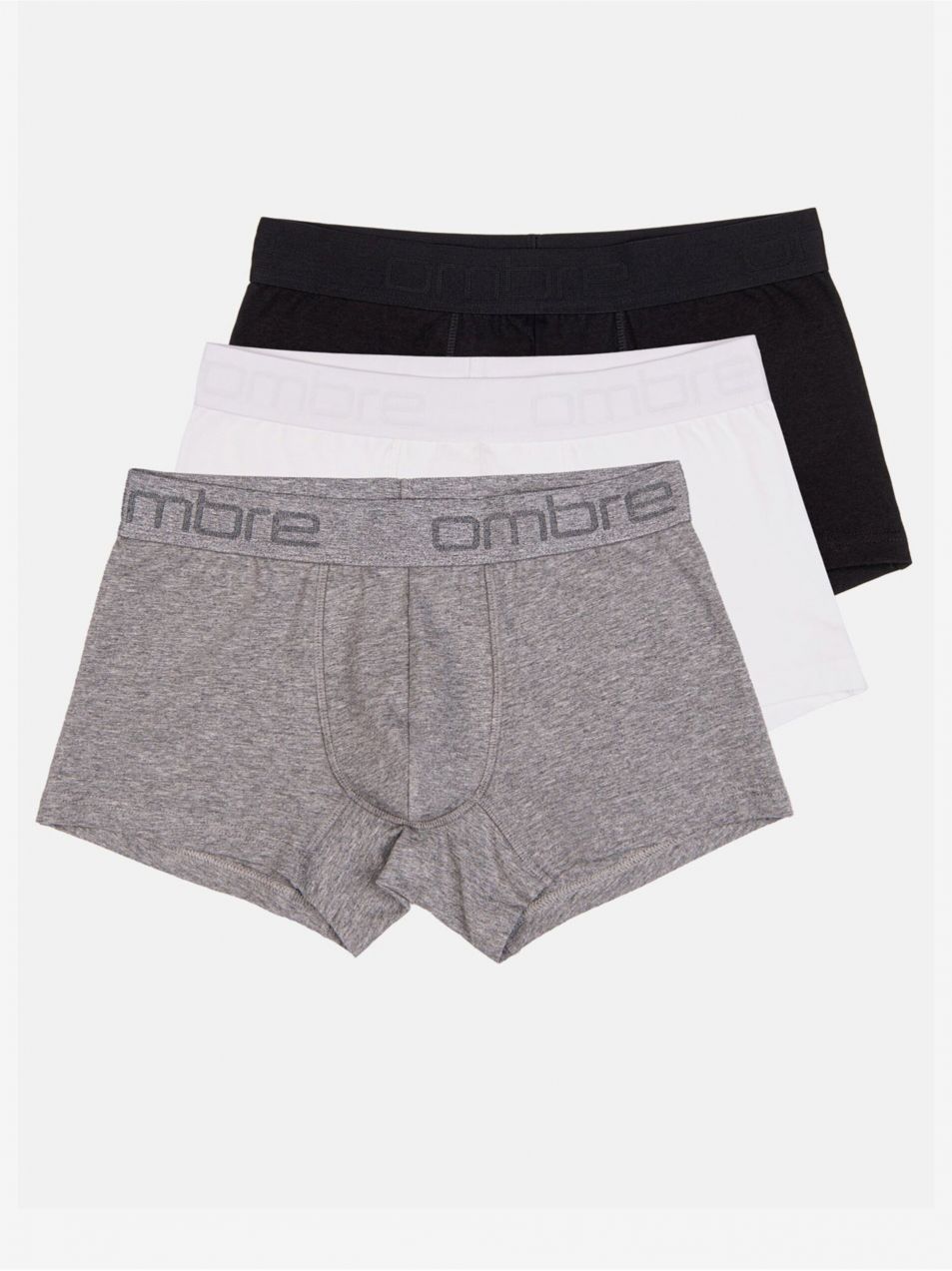 Sada troch pánskych boxeriek v sivej, bielej a čiernej farbe Ombre Clothing