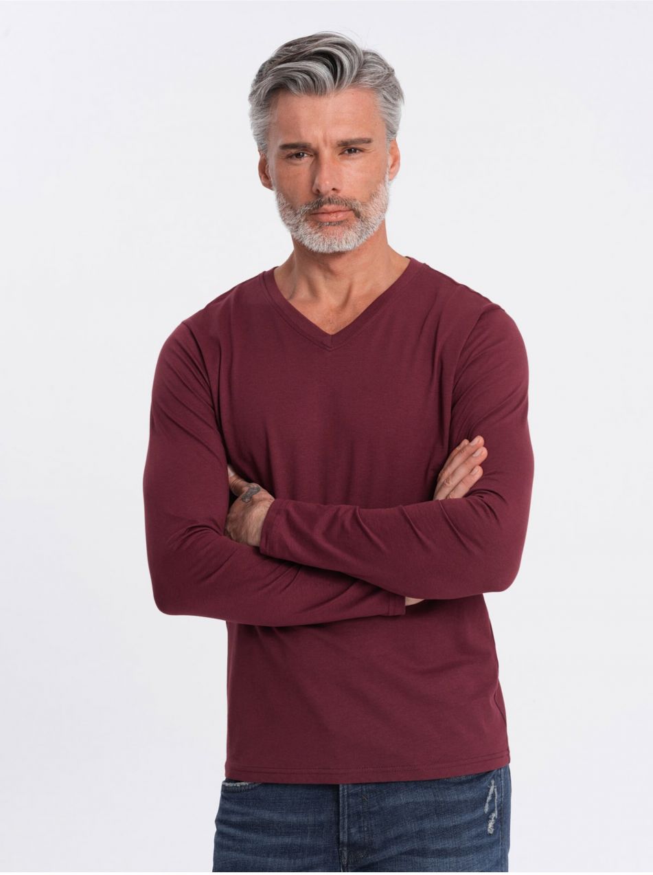Bordové pánske basic tričko Ombre Clothing