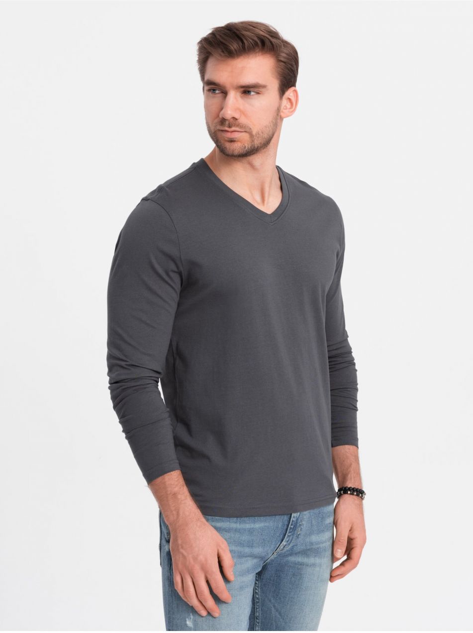 Tmavosivé pánske basic tričko Ombre Clothing