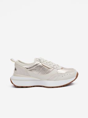 Krémovo-zlaté dámske kožené tenisky Michael Kors Flynn Trainer