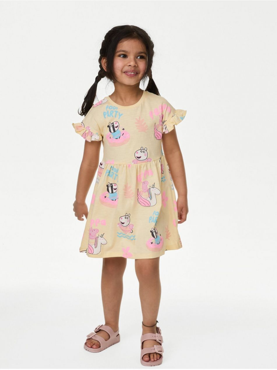 Žlté dievčenské šaty s motivom Prasiatko Peppa ™ Marks & Spencer