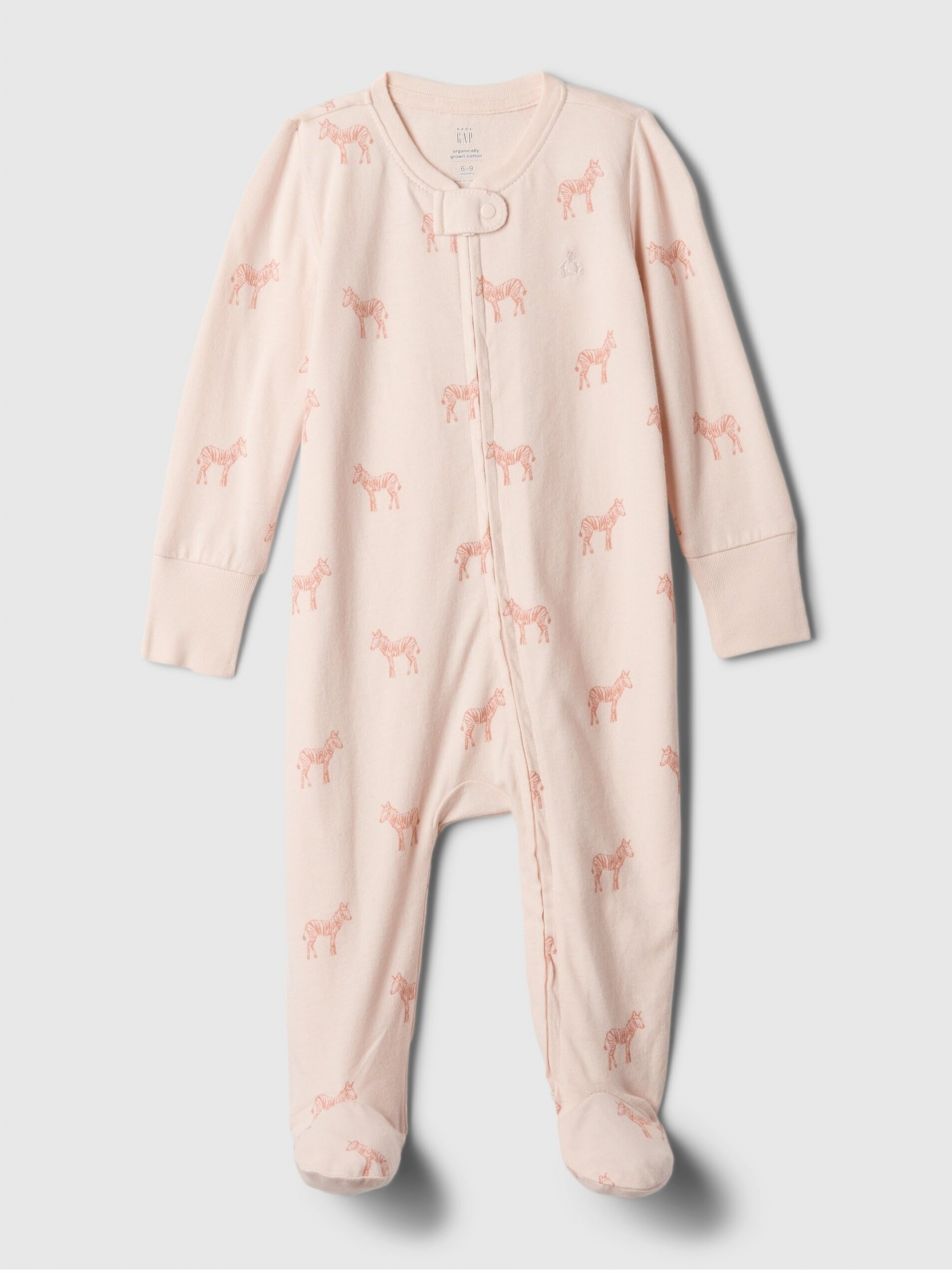 Ružový dievčenský vzorovaný baby overal GAP