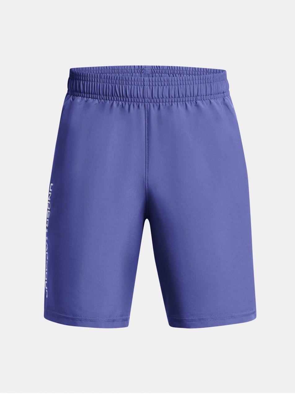 Fialové chlapčenské športové kraťasy Under Armour UA Woven Wdmk Shorts-PPL
