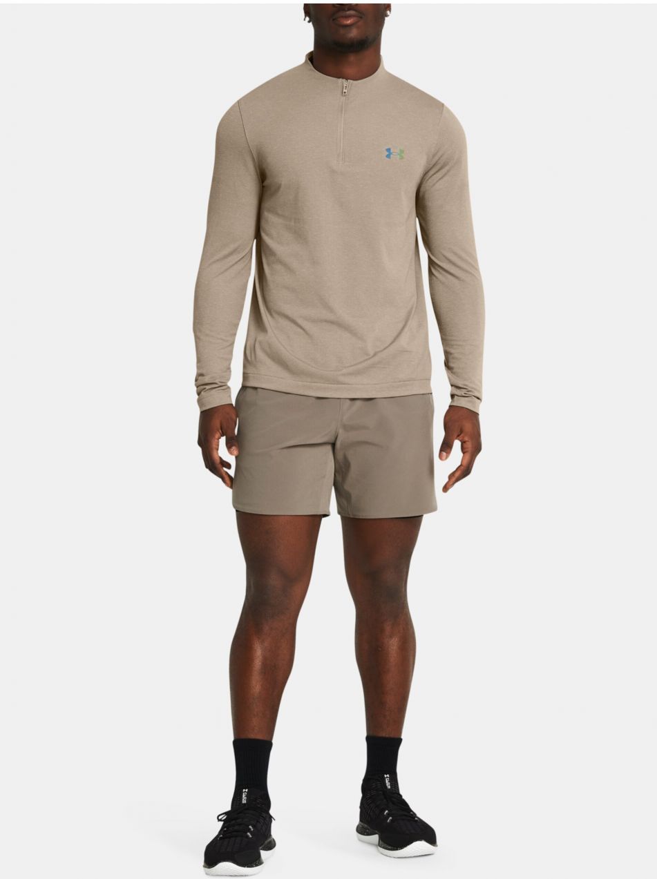Svetlo hnedé pánske tričko Under Armour Vanish Elite Seamless 1/4 Zip