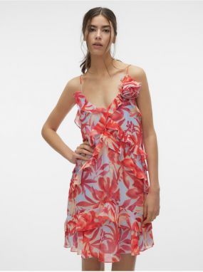 Krémovo-červené dámske kvetované šaty Vero Moda Marie