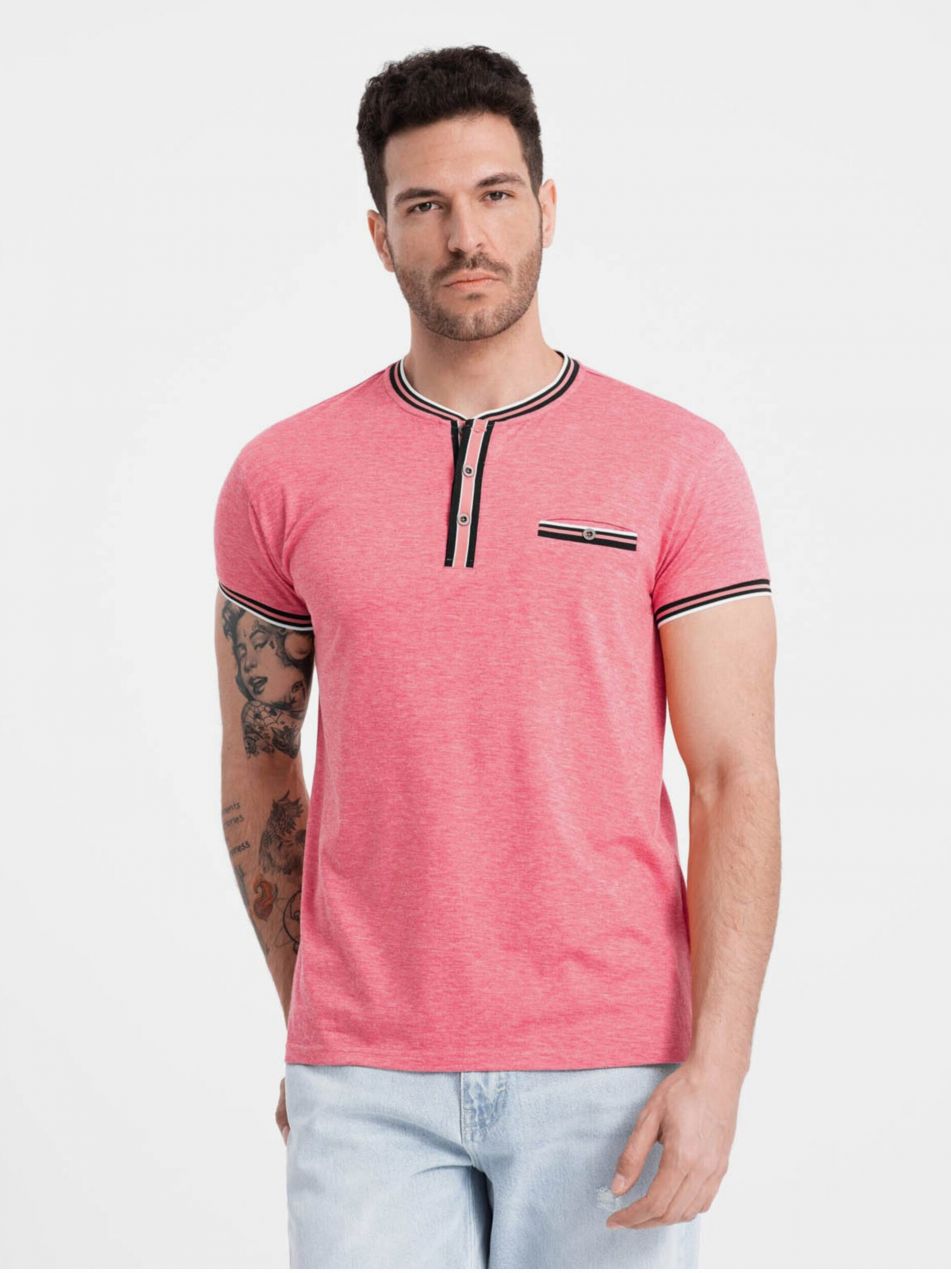 Staroružové pánske tričko s gombíkmi Ombre Clothing
