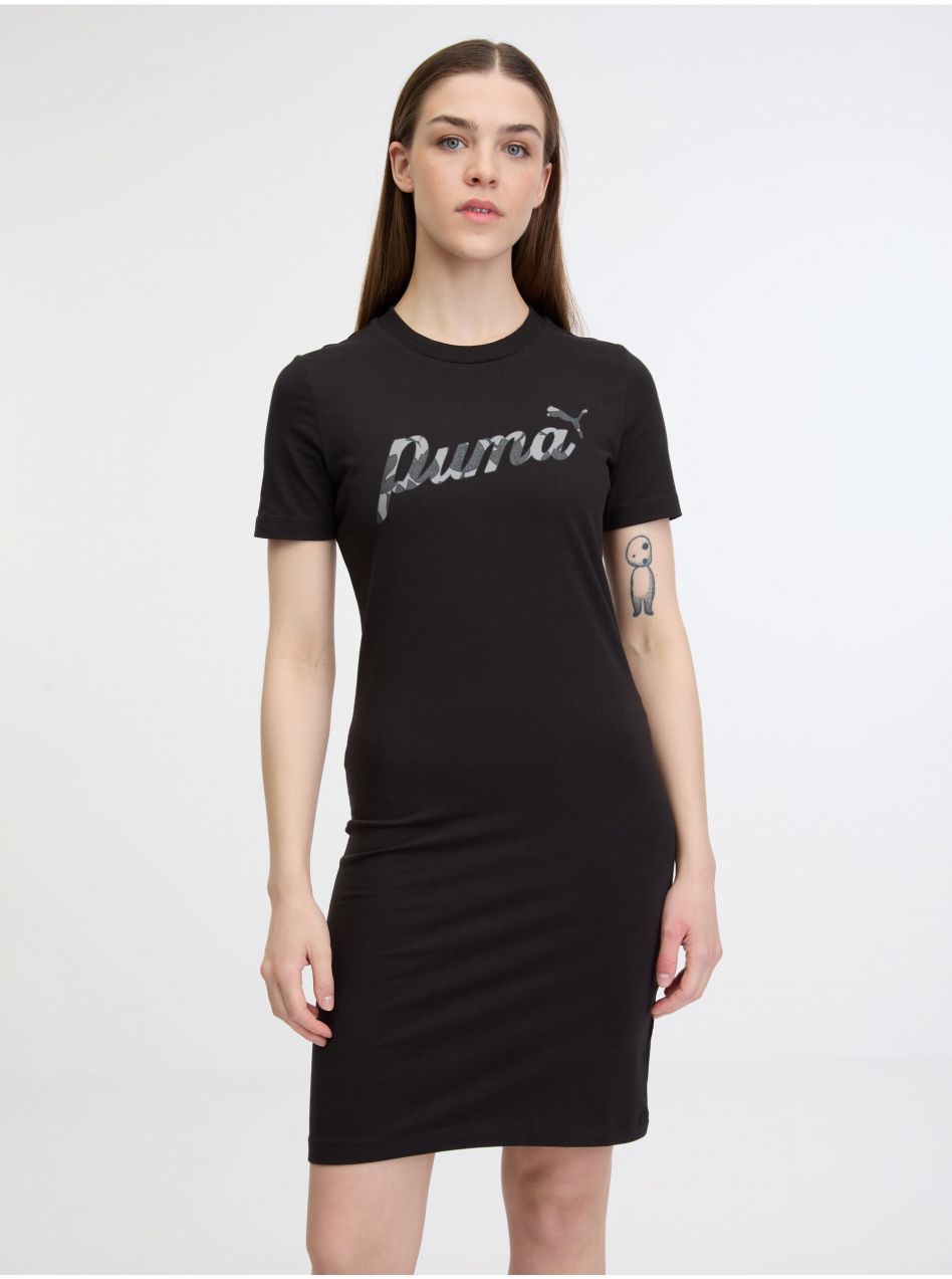 Čierne dámske šaty Puma ESS+ Blossom Graphic Dress