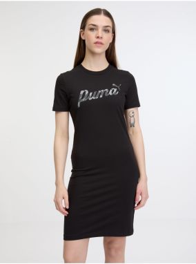 Čierne dámske šaty Puma ESS+ Blossom Graphic Dress