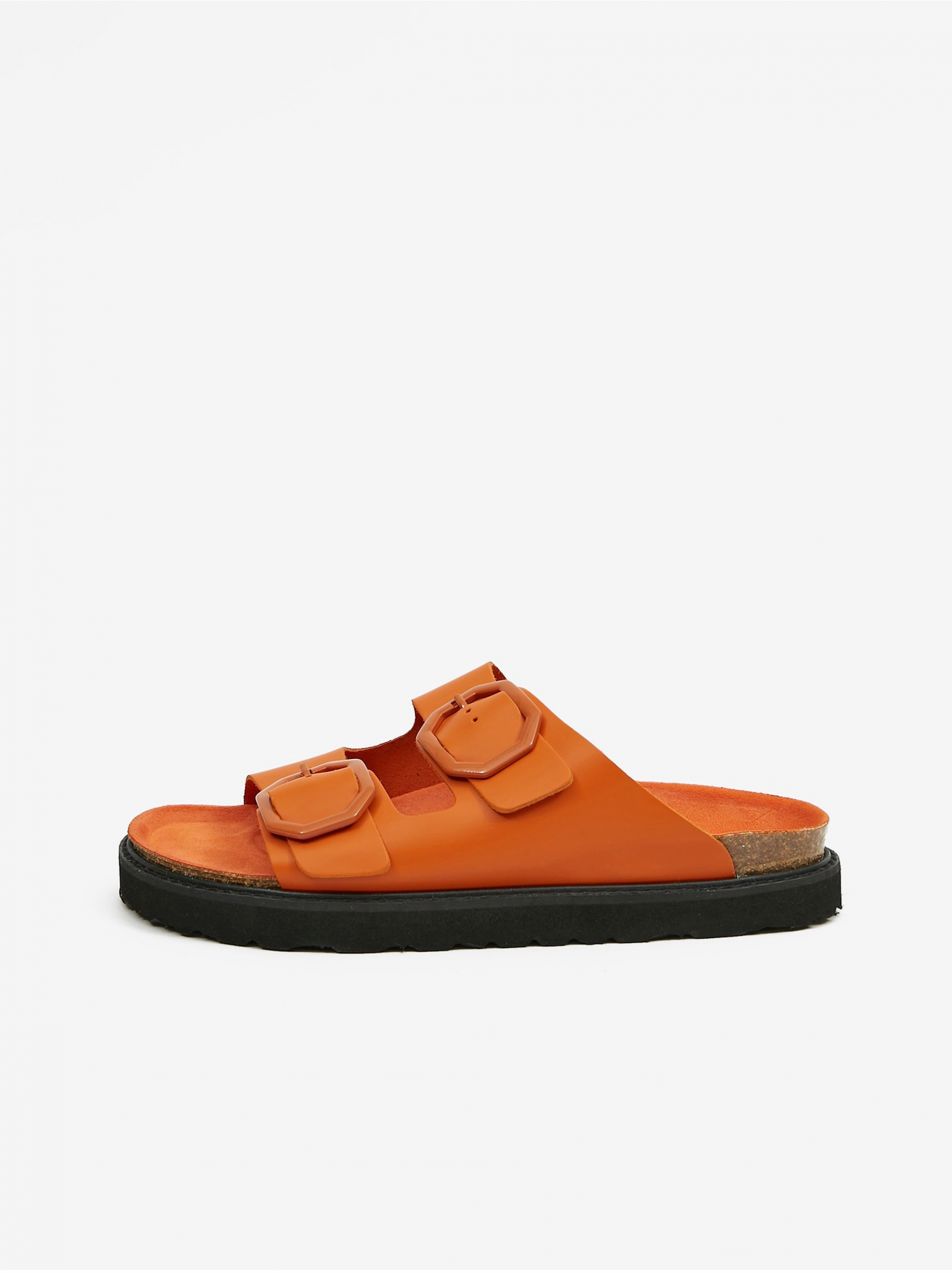 Oranžové dámske kožené šľapky OJJU