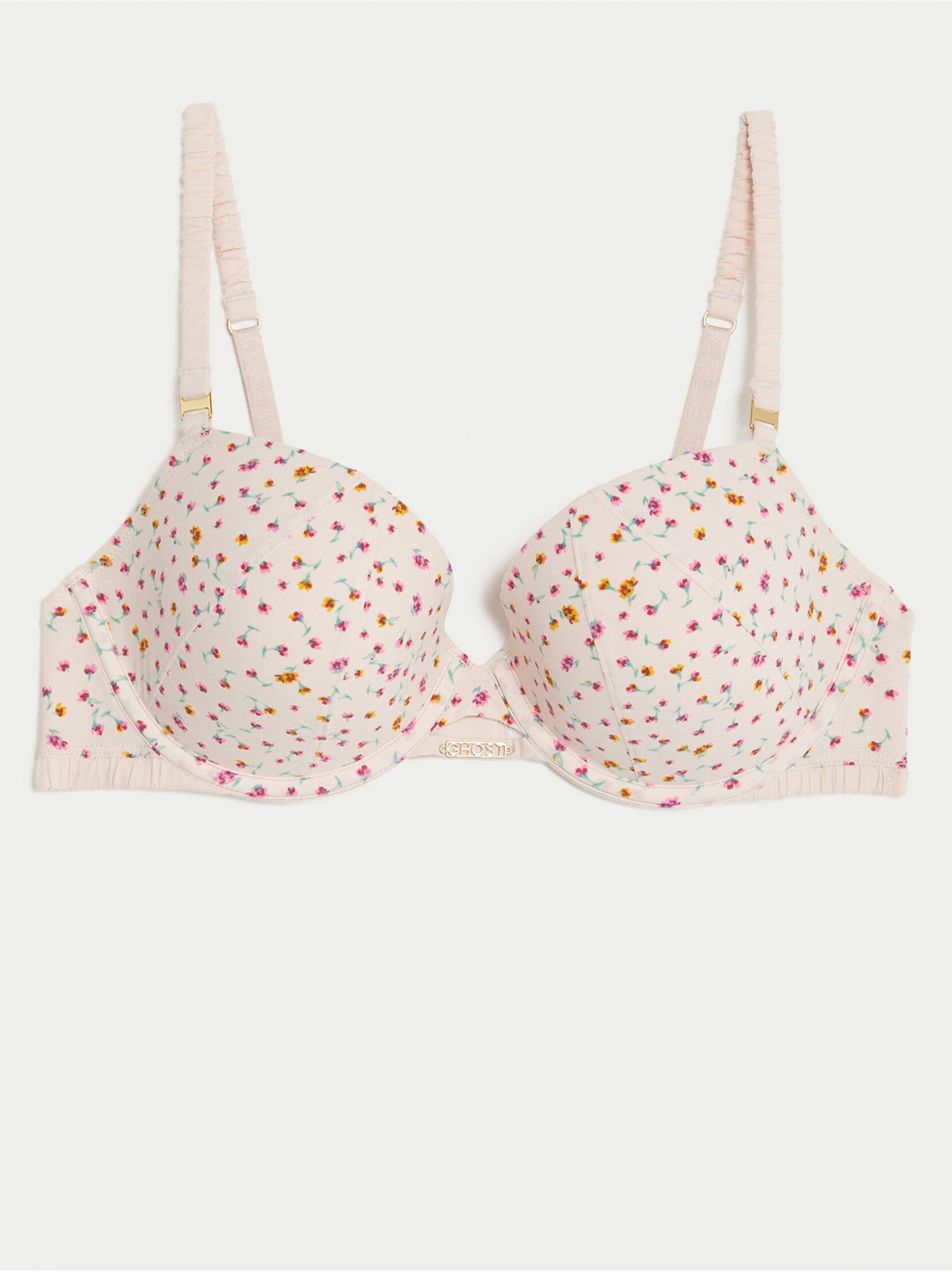 Svetloružová dámska kvetovaná podprsenka Marks & Spencer Rose