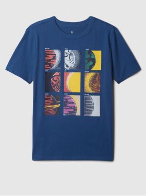 Tmavomodré chlapčenské tričko s logom GAP