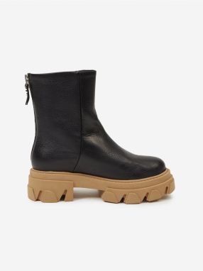 Čierne kožené členkové topánky Steve Madden Maryann
