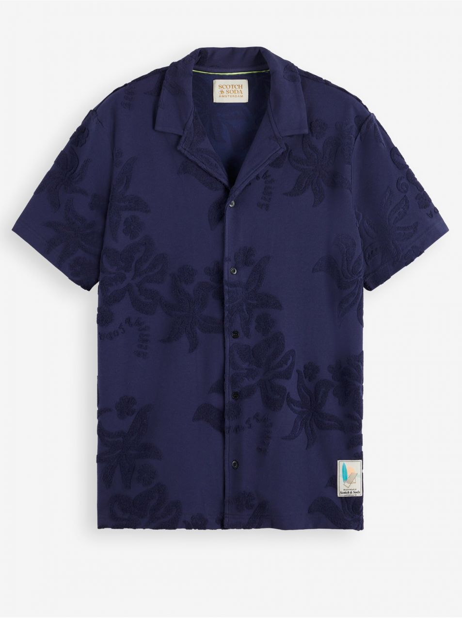Tmavomodrá pánska košeľa Scotch & Soda Terry Jacquard