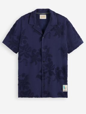 Tmavomodrá pánska košeľa Scotch & Soda Terry Jacquard