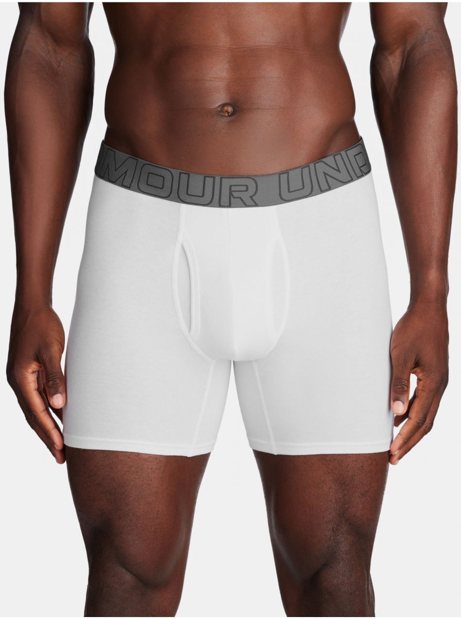 Súprava troch pánskych boxeriek v bielej farbe Under Armour UA Performance Cotton 6in