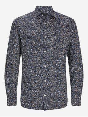 Tmavomodrá pánska vzorovaná košeľa Jack & Jones Blackpool