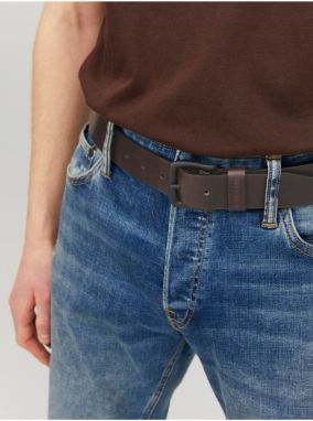Tmavo hnedý pánsky kožený opasok Jack & Jones Roma