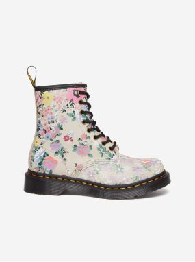 Béžové dámske kvetované členkové topánky Dr. Martens