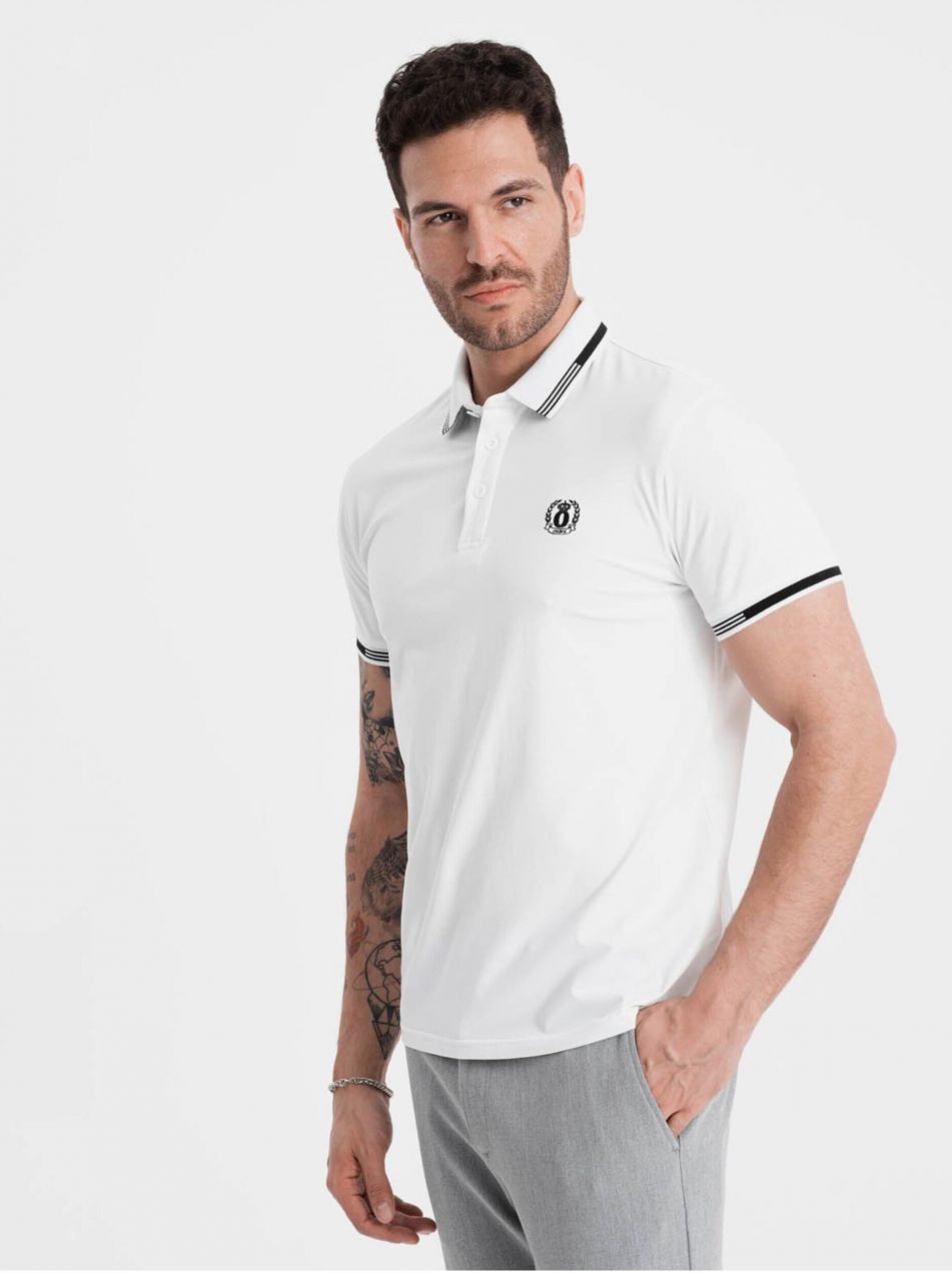 Biele pánske polo tričko Ombre Clothing