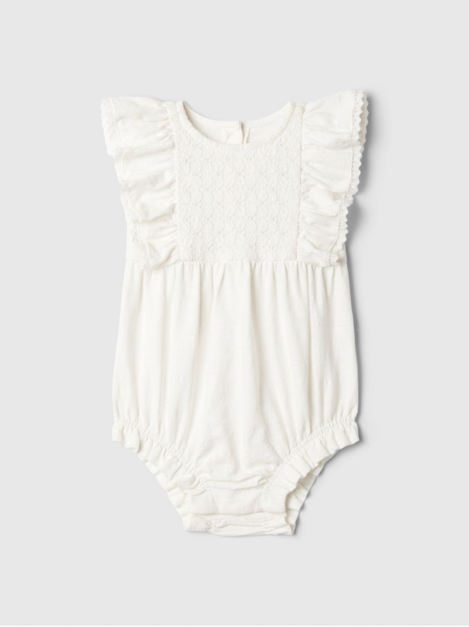 Biele dievčenské baby bavlnené body GAP
