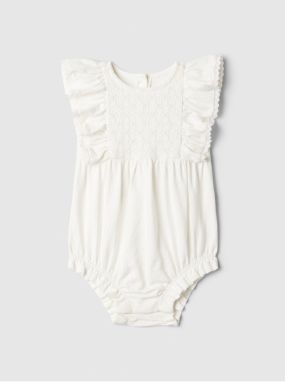 Biele dievčenské baby bavlnené body GAP