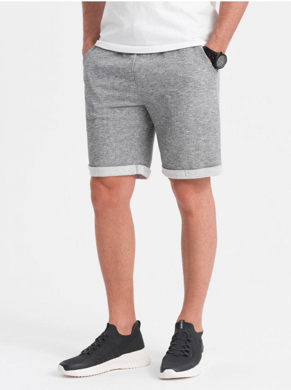 Sivé pánske melírované kraťasy Ombre Clothing